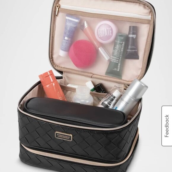 Stephanie Johnson Belize Jenny Faux Leather Train Case Black NWT Travel Makeup - Picture 11 of 12